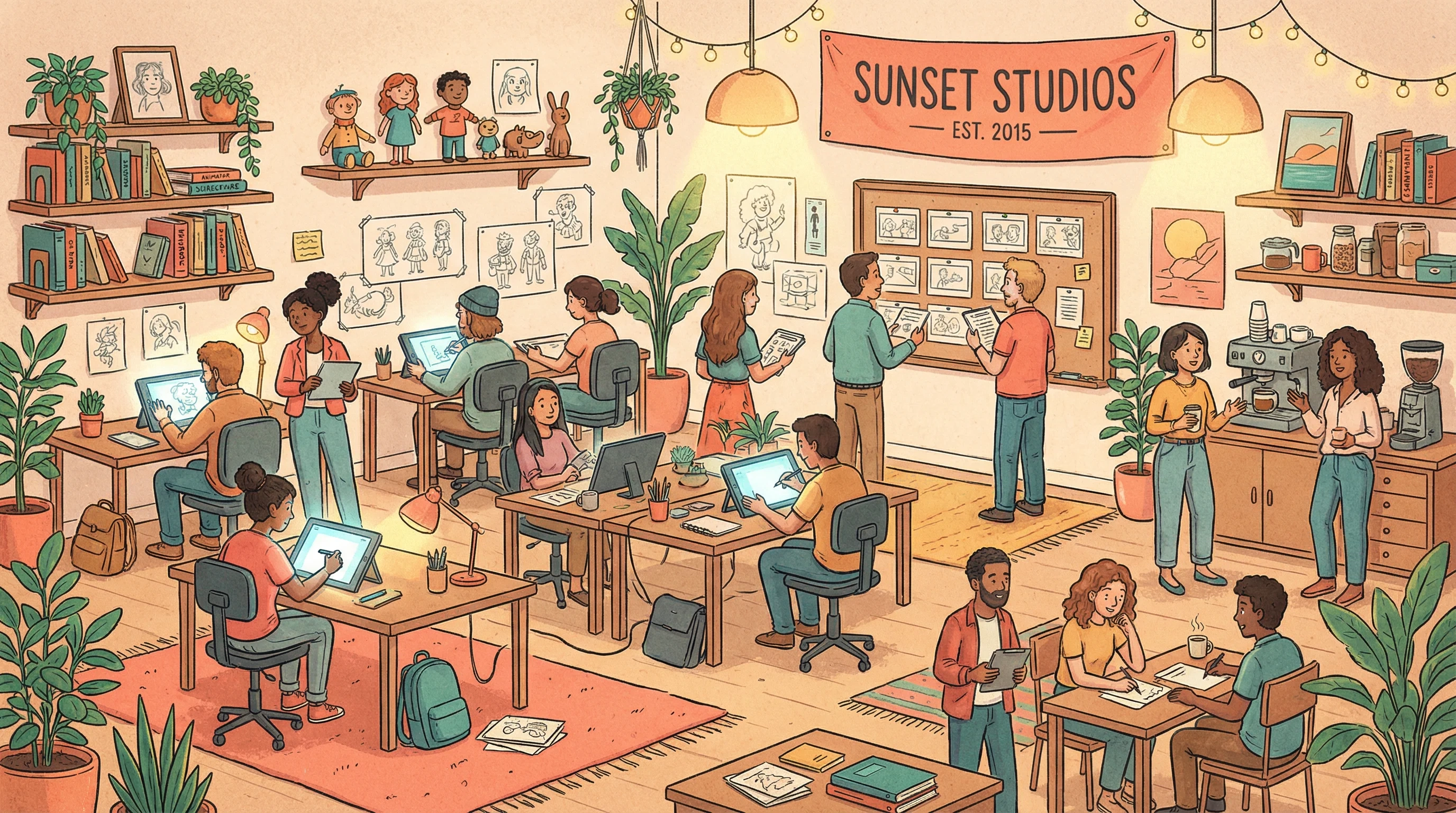 玩偶姐姐 - 玩偶姐姐是全球获奖动画短片在线看 | 高清无广告创始团队在动画工作室中的合影